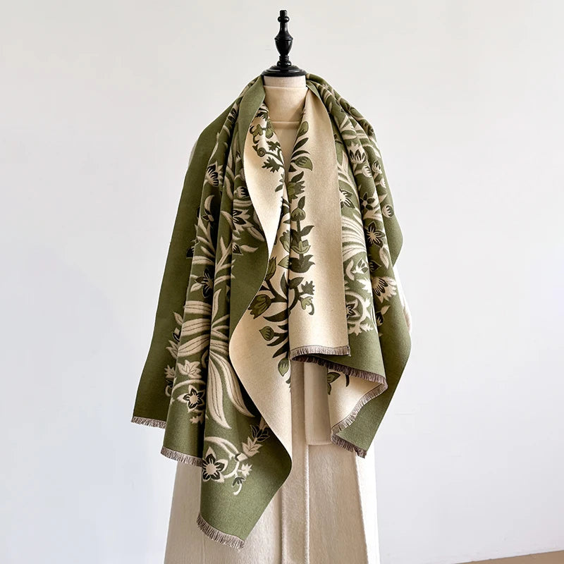 Florigia Pashmina Scarf Green