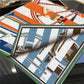 Wheel Stripes Orange & Blue Double Print Scarf / 90cm