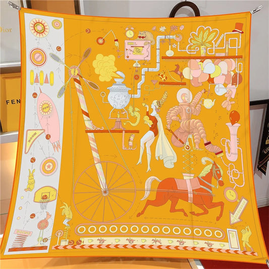 Magic Orange Silk Scarf / 90cm