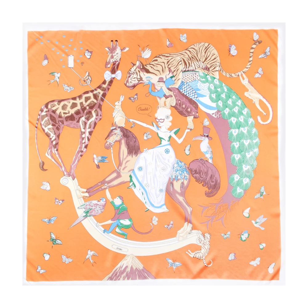 Gala Orange Silk Scarf / 90cm