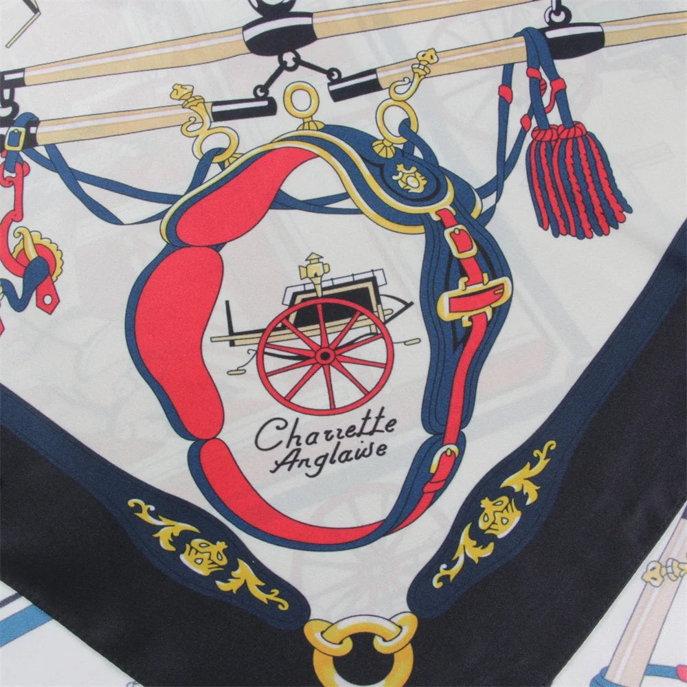 Carriage Black Silk Scarf / 90cm