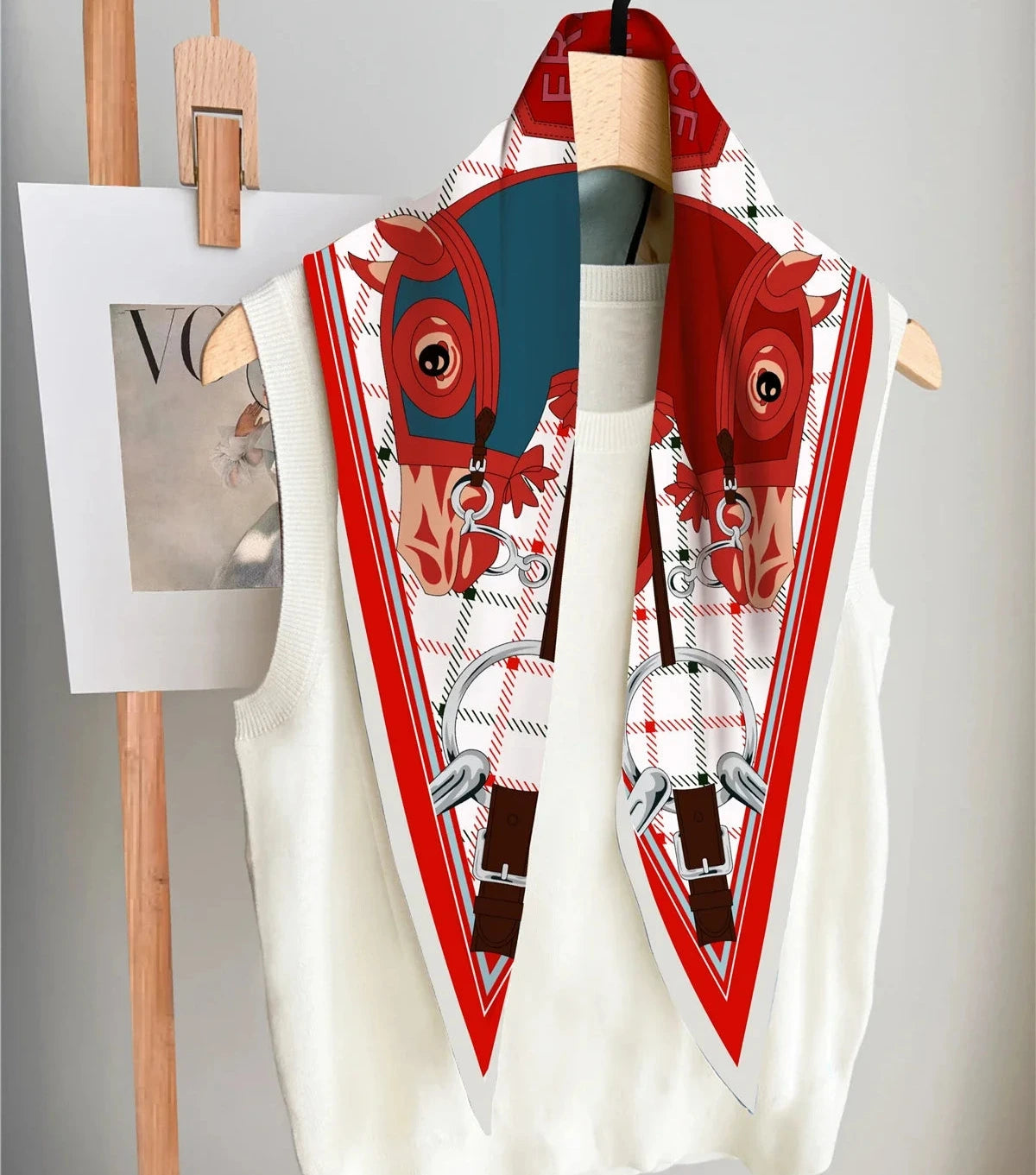 Head Red Silk Diamond Scarf