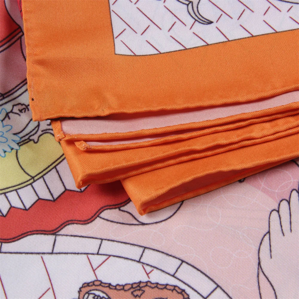 Ocean Park Orange Double Print Scarf / 90cm