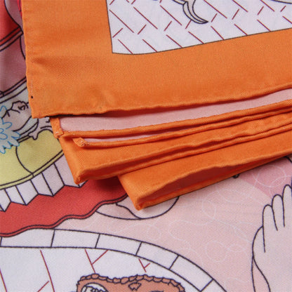 Ocean Park Orange Double Print Scarf / 90cm