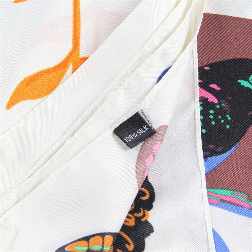 Bouquet Orange Silk Scarf / 130cm