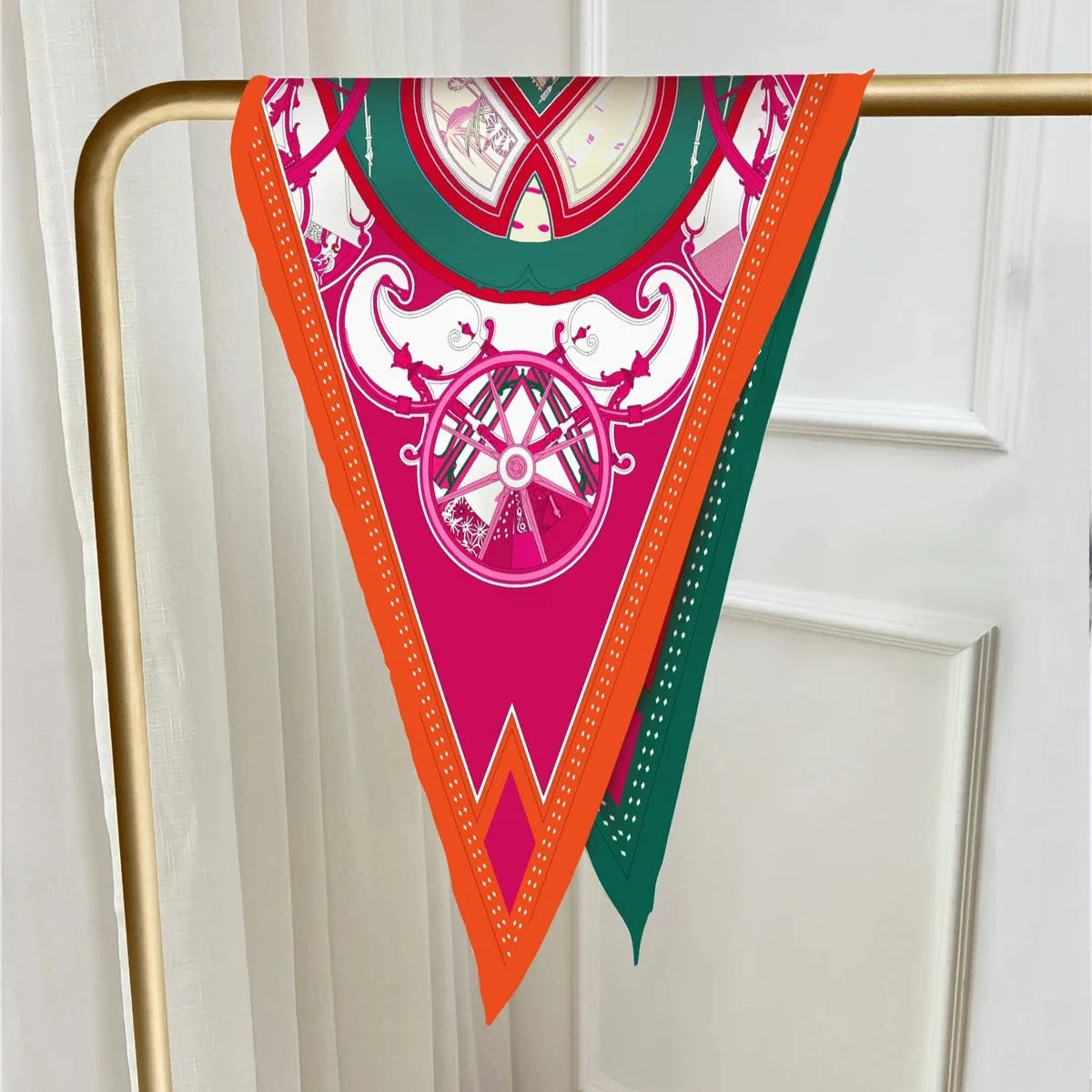 Wheel Pink Silk Diamond Scarf