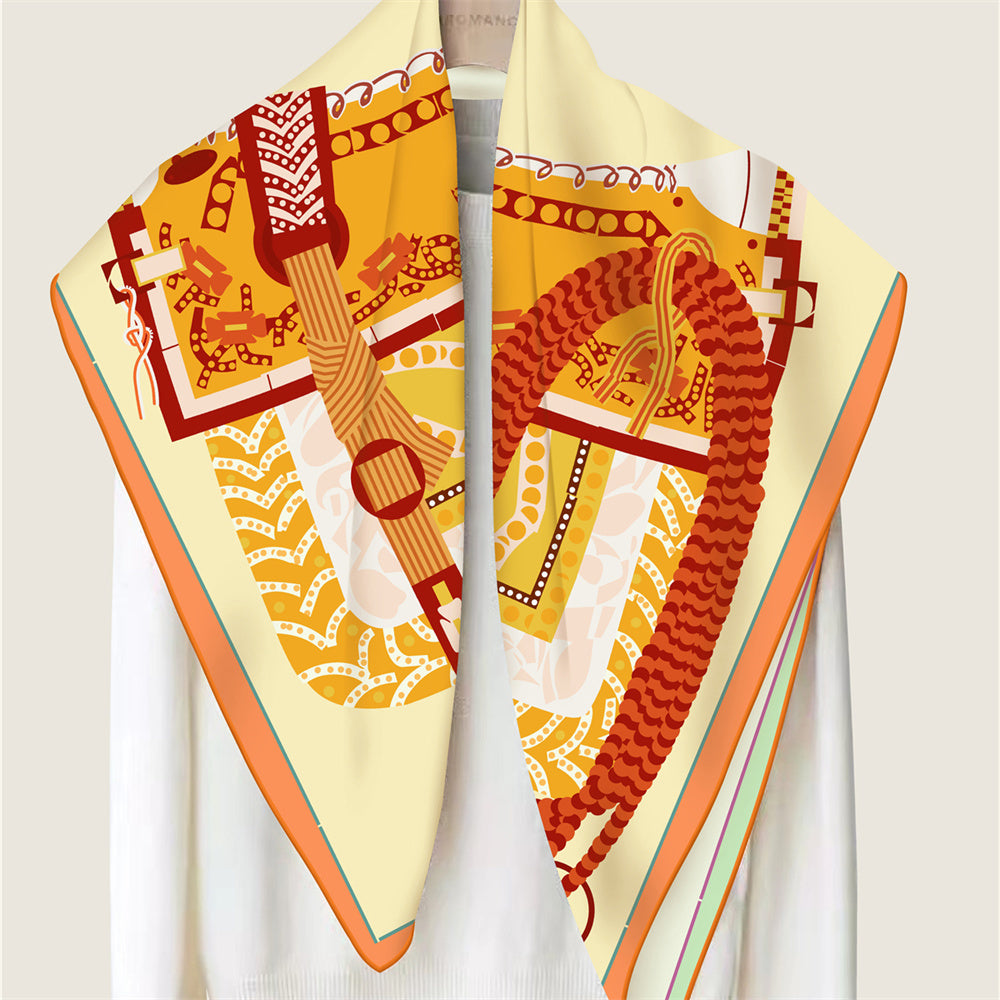 Saddle Yellow Double Print Scarf / 90cm