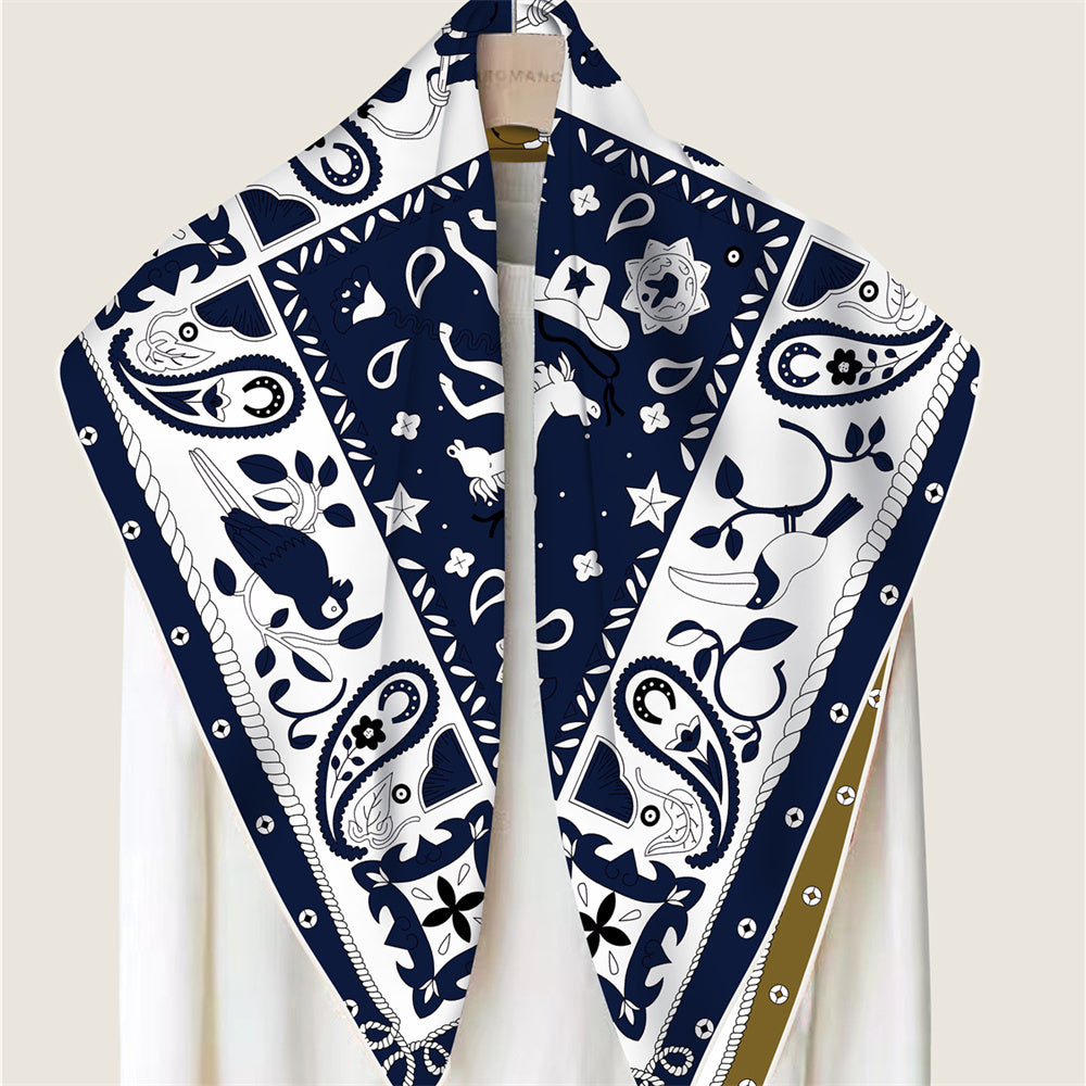 Animals Navy Double Print Scarf / 90cm