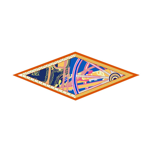 Carriage Wheel Orange Silk Diamond Scarf