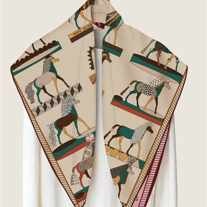 Horse Mane Beige Double Print Scarf / 90cm