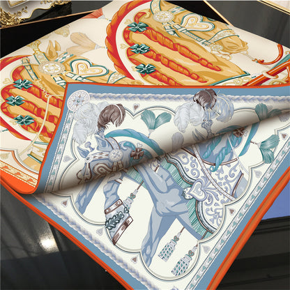 Two Horses Orange Double Print Scarf / 90cm