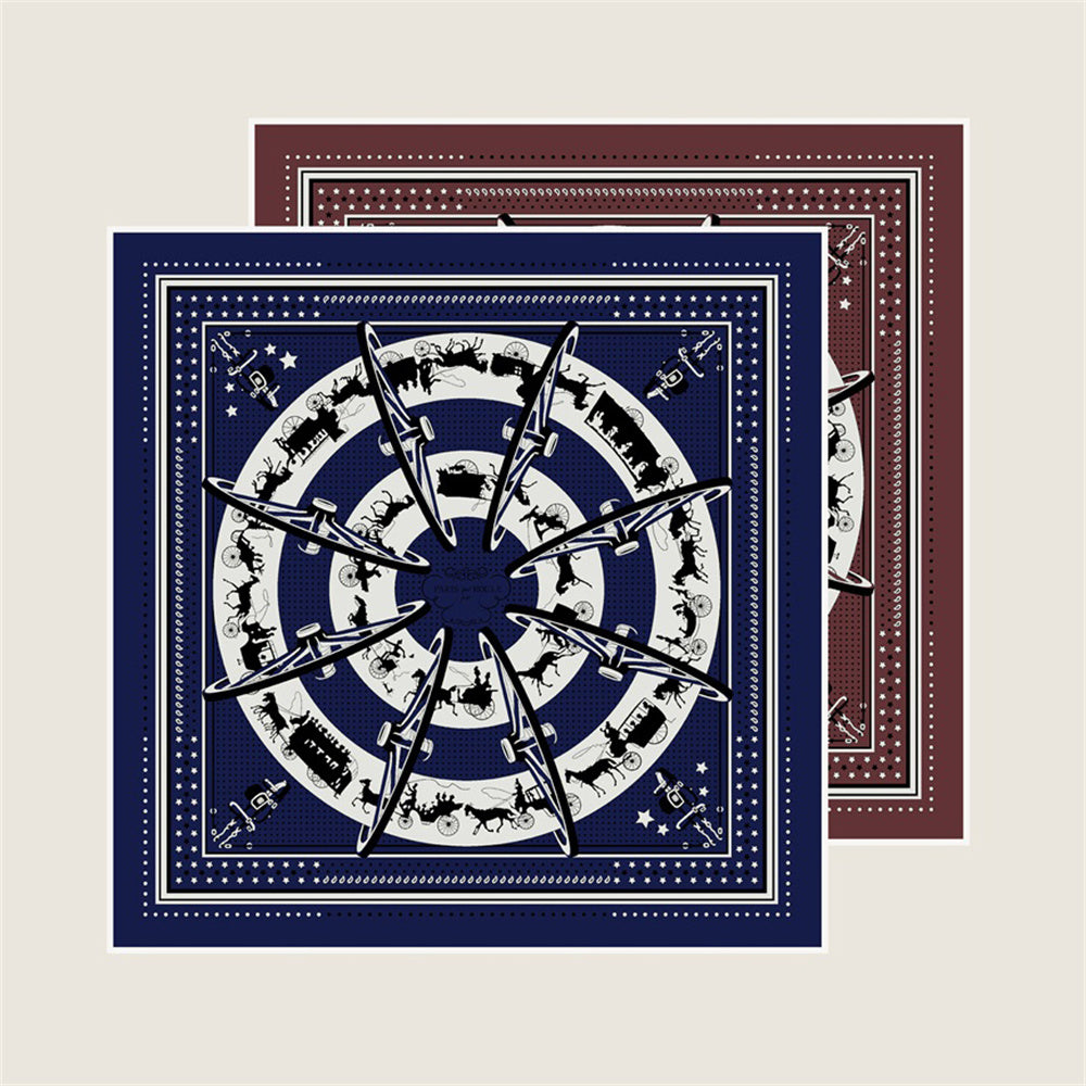 Carriage Circle Navy Double Print Scarf / 90cm