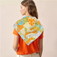 Geometric Saddle Yellow Silk Scarf / 90cm