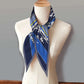 Horse Race Blue Silk Diamond Scarf
