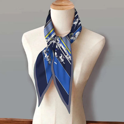 Horse Race Blue Silk Diamond Scarf