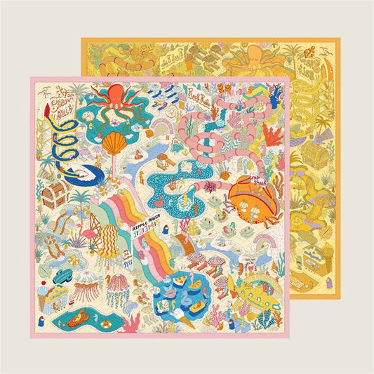 Ocean Park Yellow Double Print Scarf / 90cm