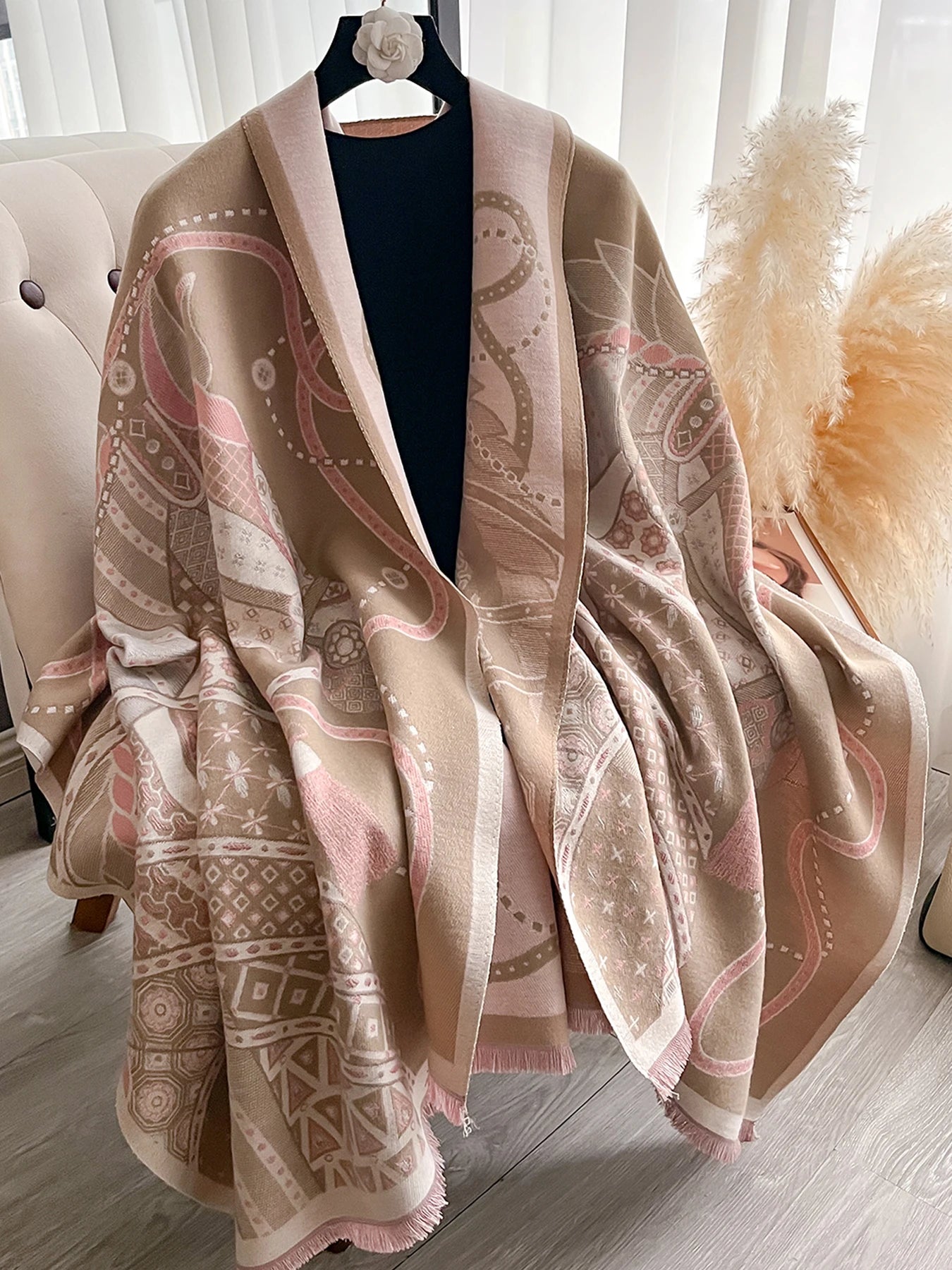 Edwige Pashmina Scarf Khaki