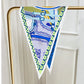 Carriage Wheel Blue Silk Diamond Scarf