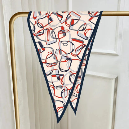 Stirrups Beige Silk Diamond Scarf