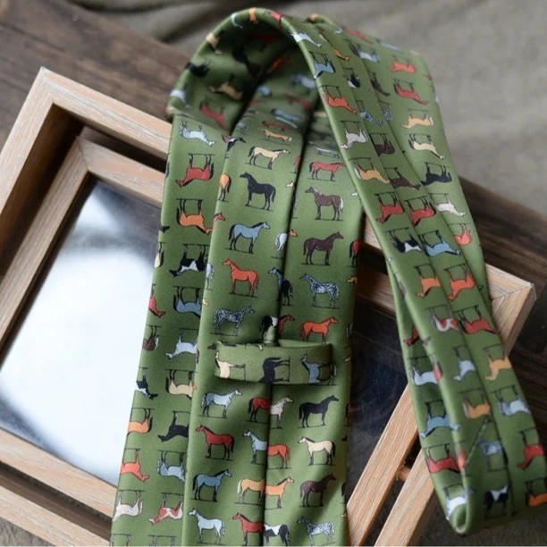 Men's Tie Horse Green