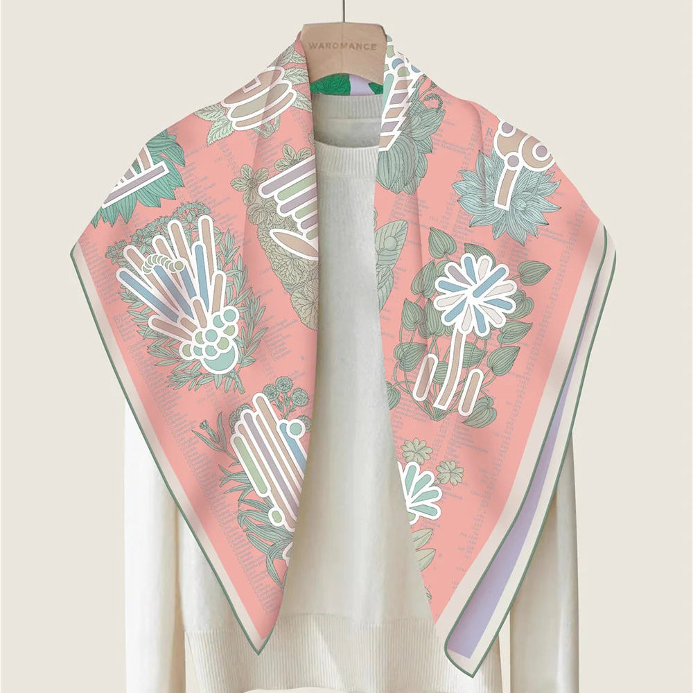 Plant Catalog Pink Double Print Scarf / 90cm
