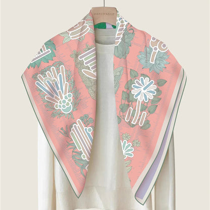 Plant Catalog Pink Double Print Scarf / 90cm