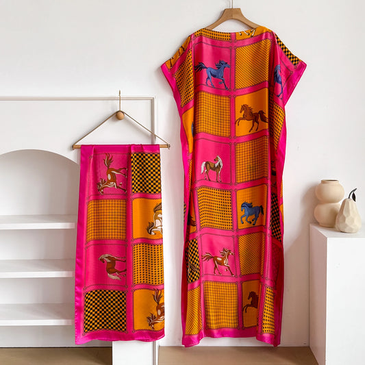 Rose Red Licinia Kaftan Dress & Scarf Set