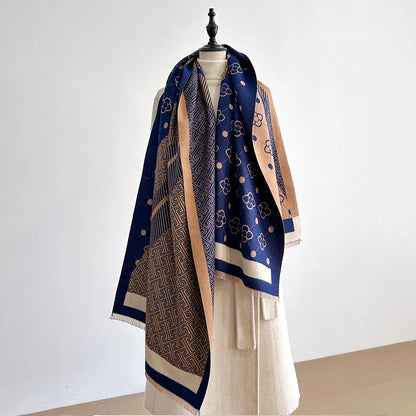 Malina Pashmina Scarf Navy