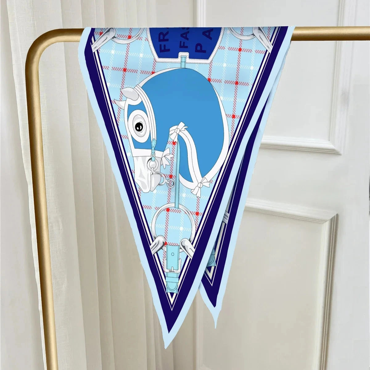 Head Blue Silk Diamond Scarf