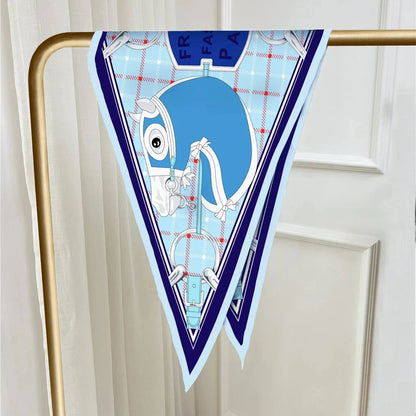 Head Blue Silk Diamond Scarf