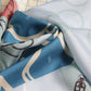 Geometric Saddle Blue Silk Scarf / 90cm
