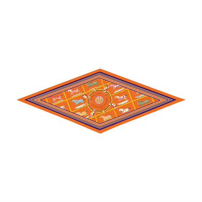 Tersa Orange Silk Diamond Scarf