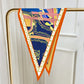 Carriage Wheel Orange Silk Diamond Scarf