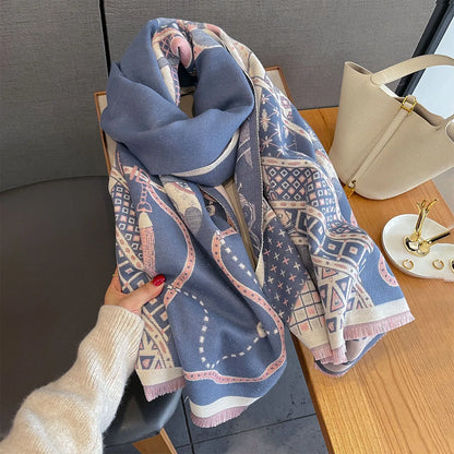 Edwige Pashmina Scarf Blue