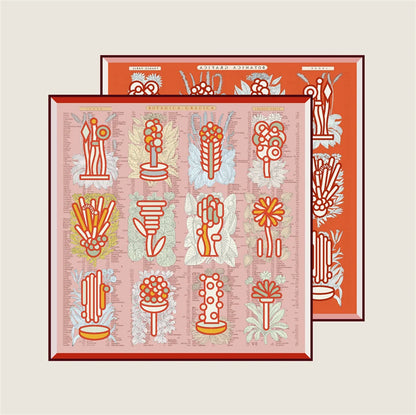 Plant Catalog Red Double Print Scarf / 90cm