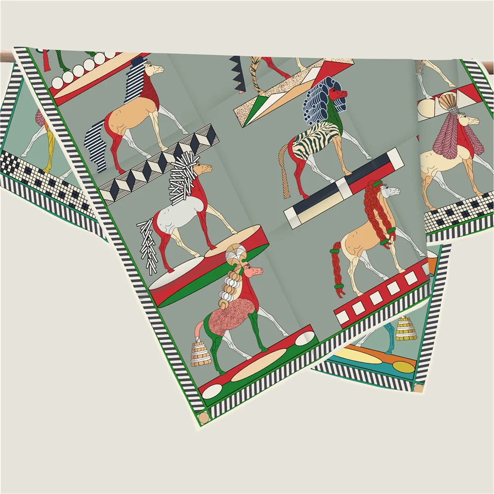 Horse Mane Green Double Print Scarf / 90cm