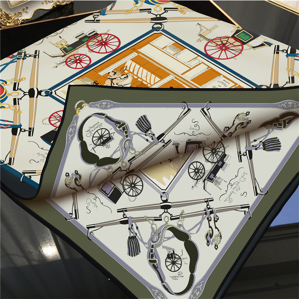 Carriage Black & Gray Double Print Scarf / 90cm