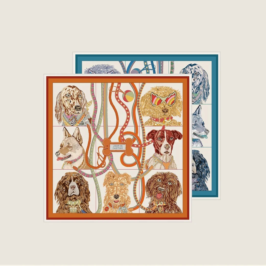 Dogs Orange Double Print Scarf / 70cm