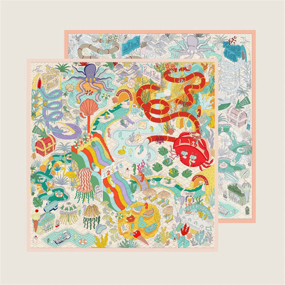 Ocean Park Pink Double Print Scarf / 90cm