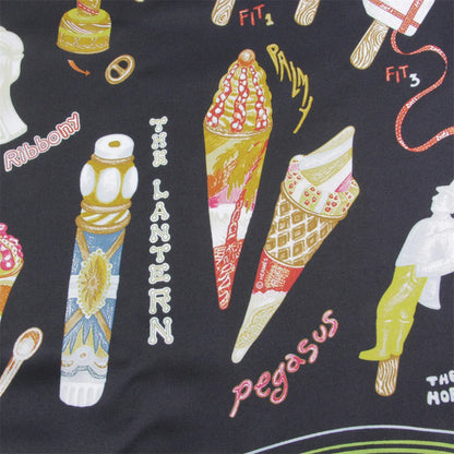 Ice Cream Black Double Print Scarf / 70cm
