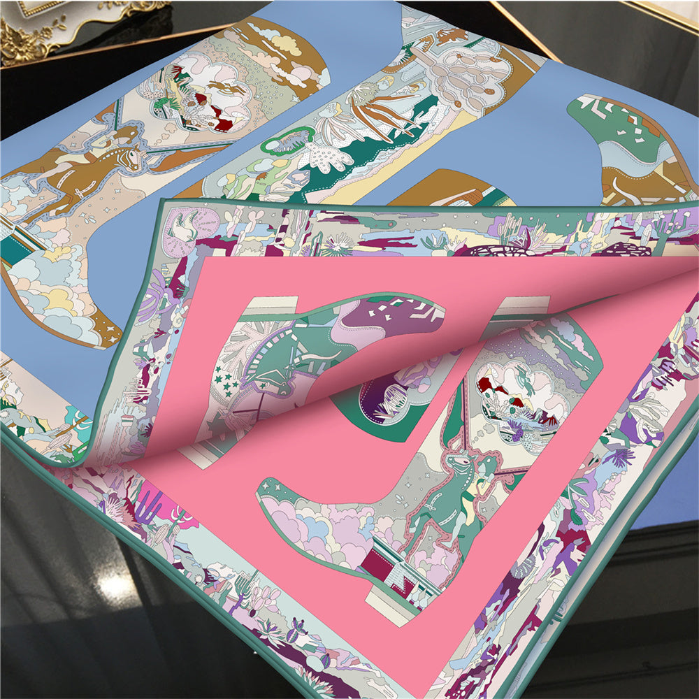 Boots Blue & Pink Double Print Scarf / 90cm