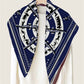 Carriage Circle Navy Double Print Scarf / 90cm
