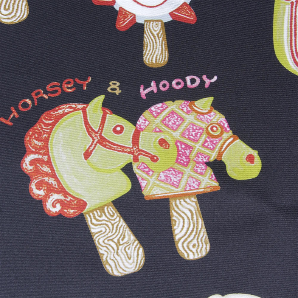 Ice Cream Black Double Print Scarf / 70cm