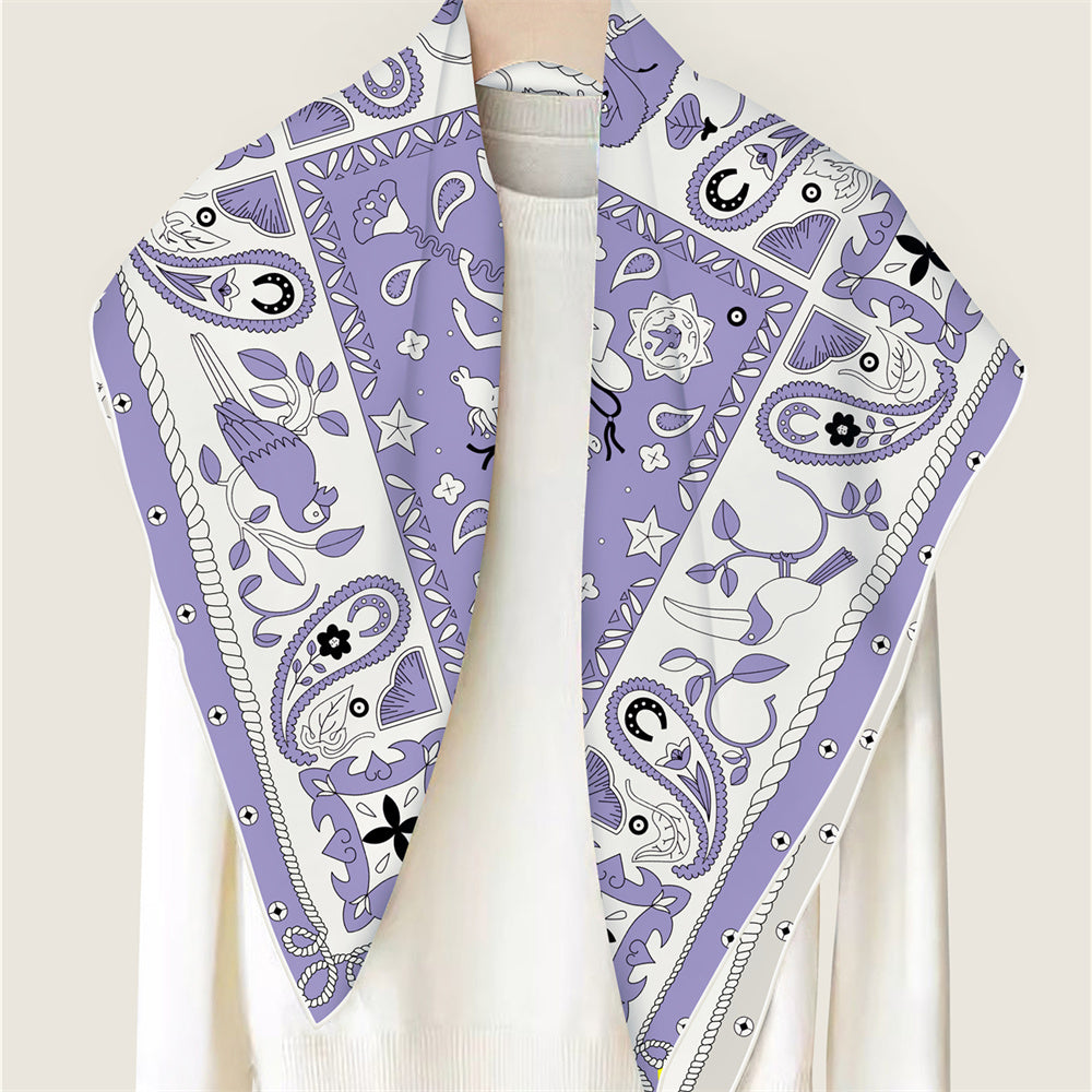 Animals Purple Double Print Scarf / 90cm