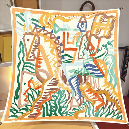 Sooo Arty Yellow Silk Scarf / 90cm