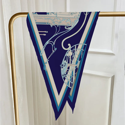 Four-Wheeled Carriage Navy Silk Diamond Scarf