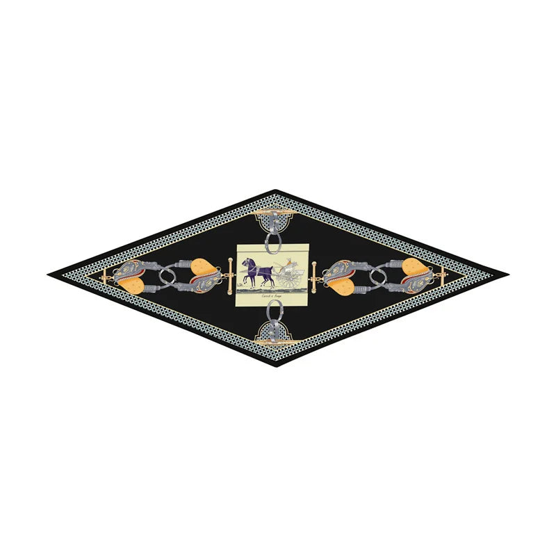 Carriage & Saddle Black Silk Diamond Scarf