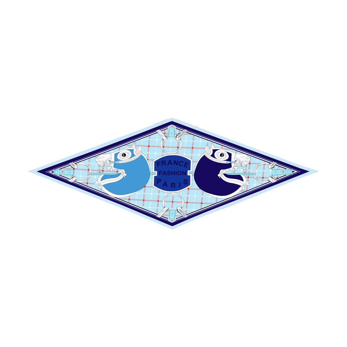 Head Blue Silk Diamond Scarf
