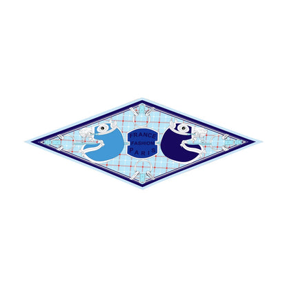 Head Blue Silk Diamond Scarf