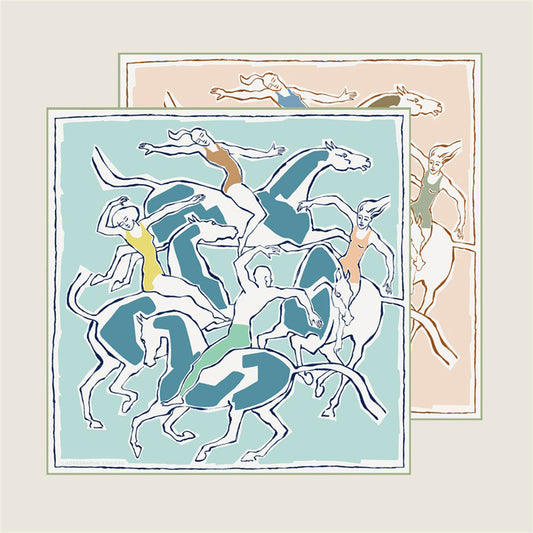 Horse Dancer Blue Double Print Scarf / 90cm